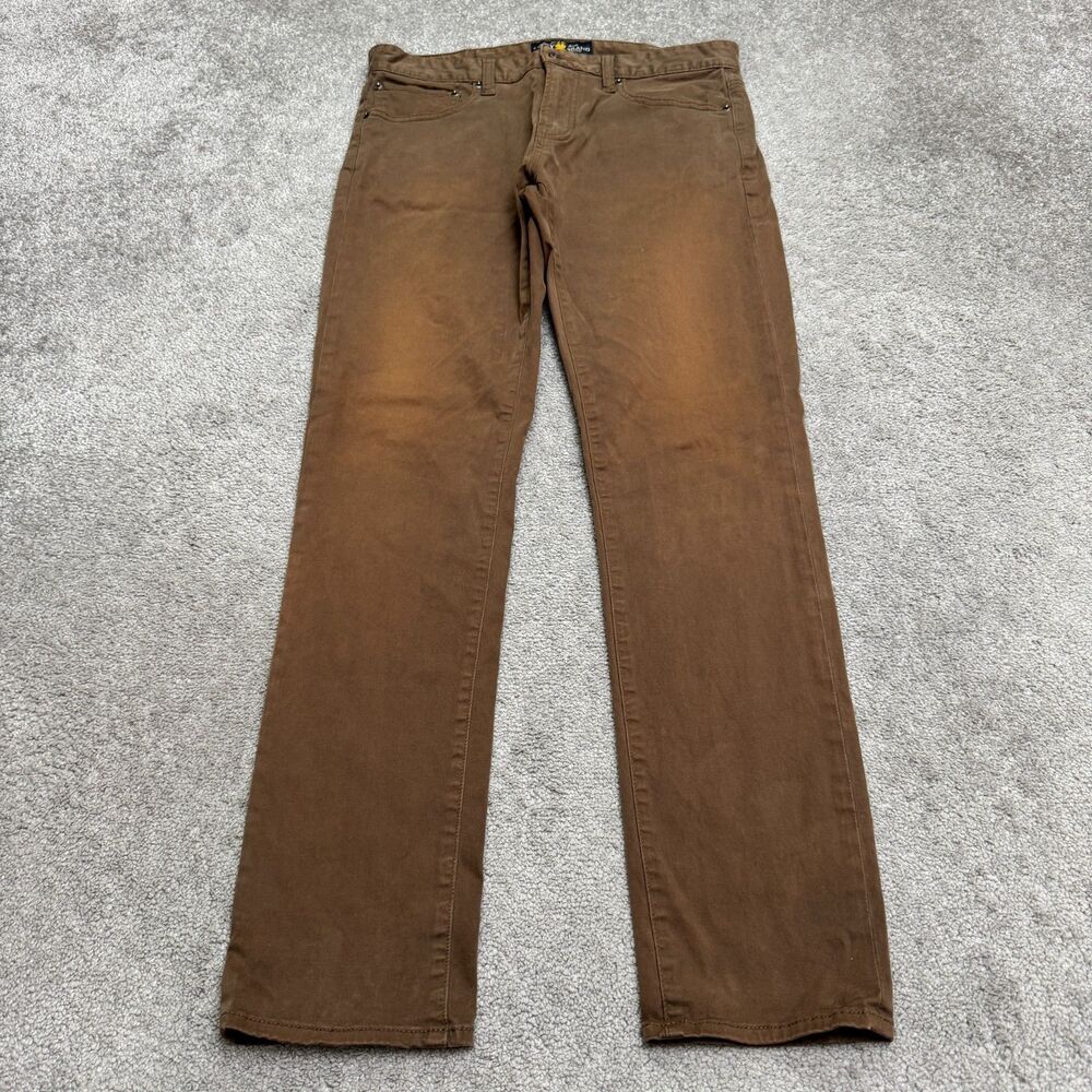 Lucky Brand 110 Skinny Denim Jeans Men 32x32 Brown Stretch Brushed 5-Pocket Zip